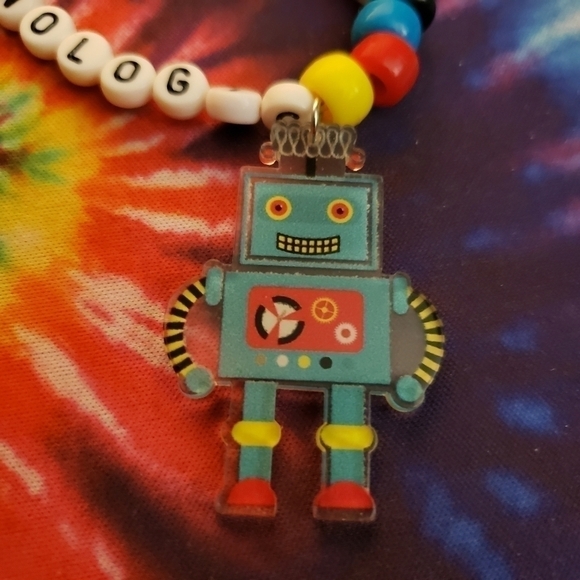 HANDMADE Daft Punk Technologic Robot charm kandi bracelet - Picture 3 of 5